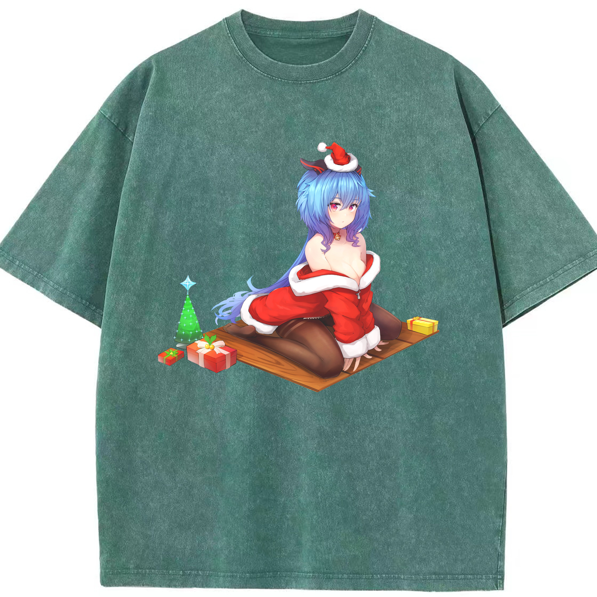 げんし神 甘雨 かんう genshin Ganyu 綿100% ヴィンテージ風 半袖Tシャツ（フロントプリント）